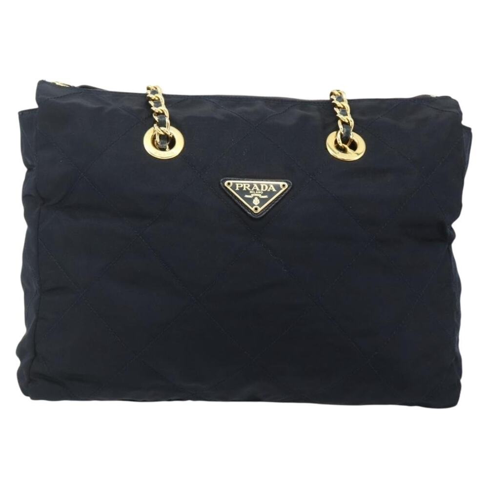 Prada Nylon Chain Shoulder Bag Navy
